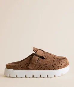 Shoes | Very G Lulu Laser Cut Platform Clog Tan