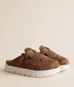 Shoes | Very G Lulu Laser Cut Platform Clog Tan