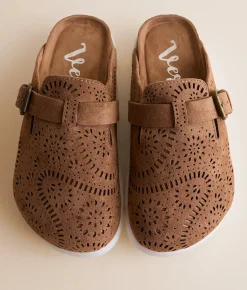 Shoes | Very G Lulu Laser Cut Platform Clog Tan