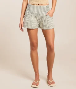 Free People Luna Railroad Striped Pull-On Short Horizon Stripe New