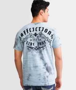 Graphic T-Shirts | Affliction Lunar Dust T-Shirt Slate Bl Dk Slate Bl Crys