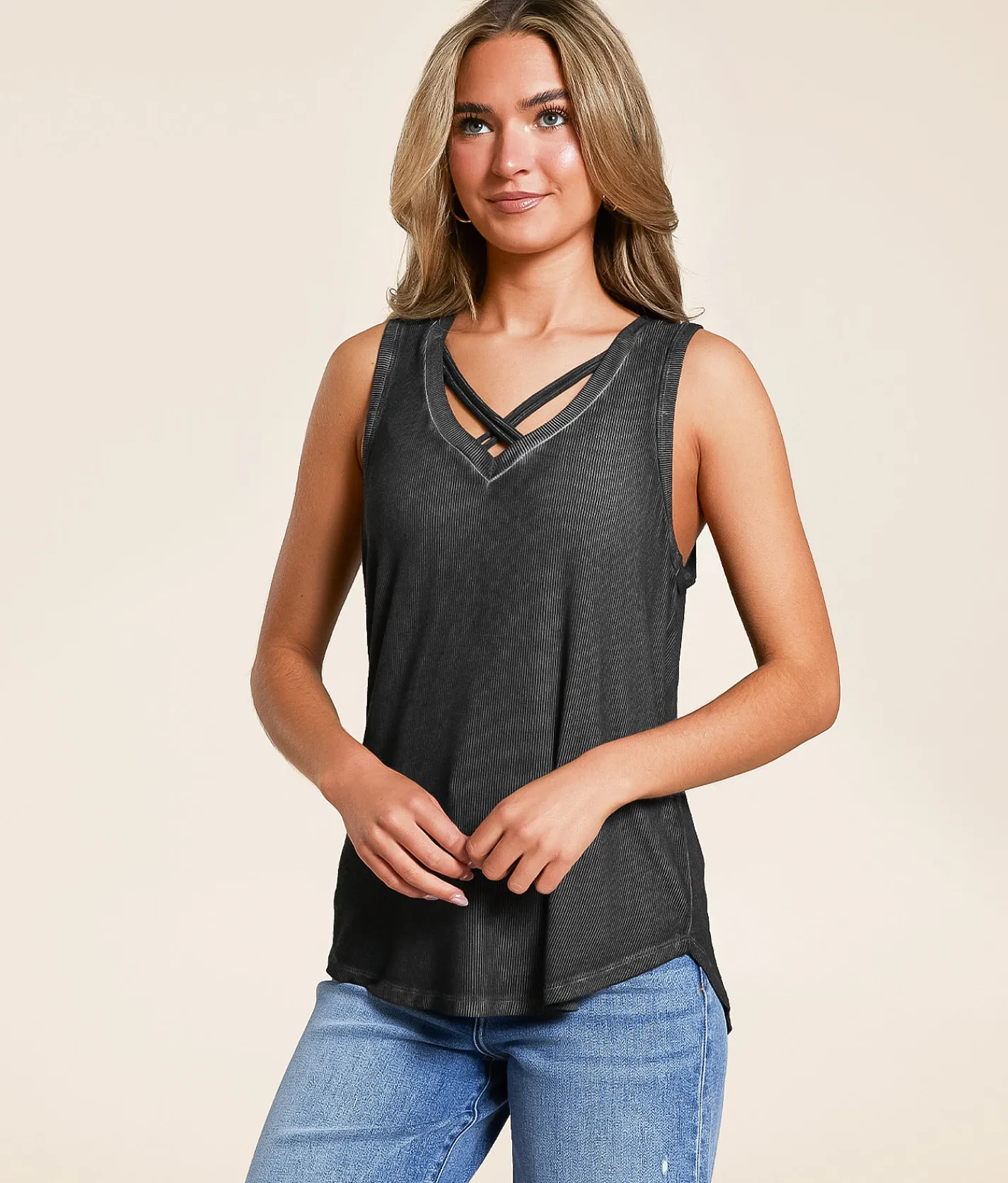White Crow Luna Tank Top Washed Black Hot