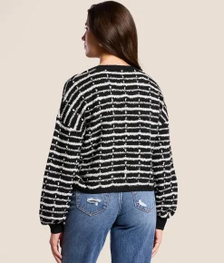 Tops | Willow & Root Lurex Striped Sweater Black Silver Tinsel
