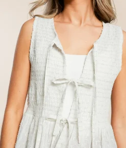 Willow & Root Lurex Striped Tank Top White Silver Sale