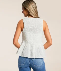 Willow & Root Lurex Striped Tank Top White Silver Sale