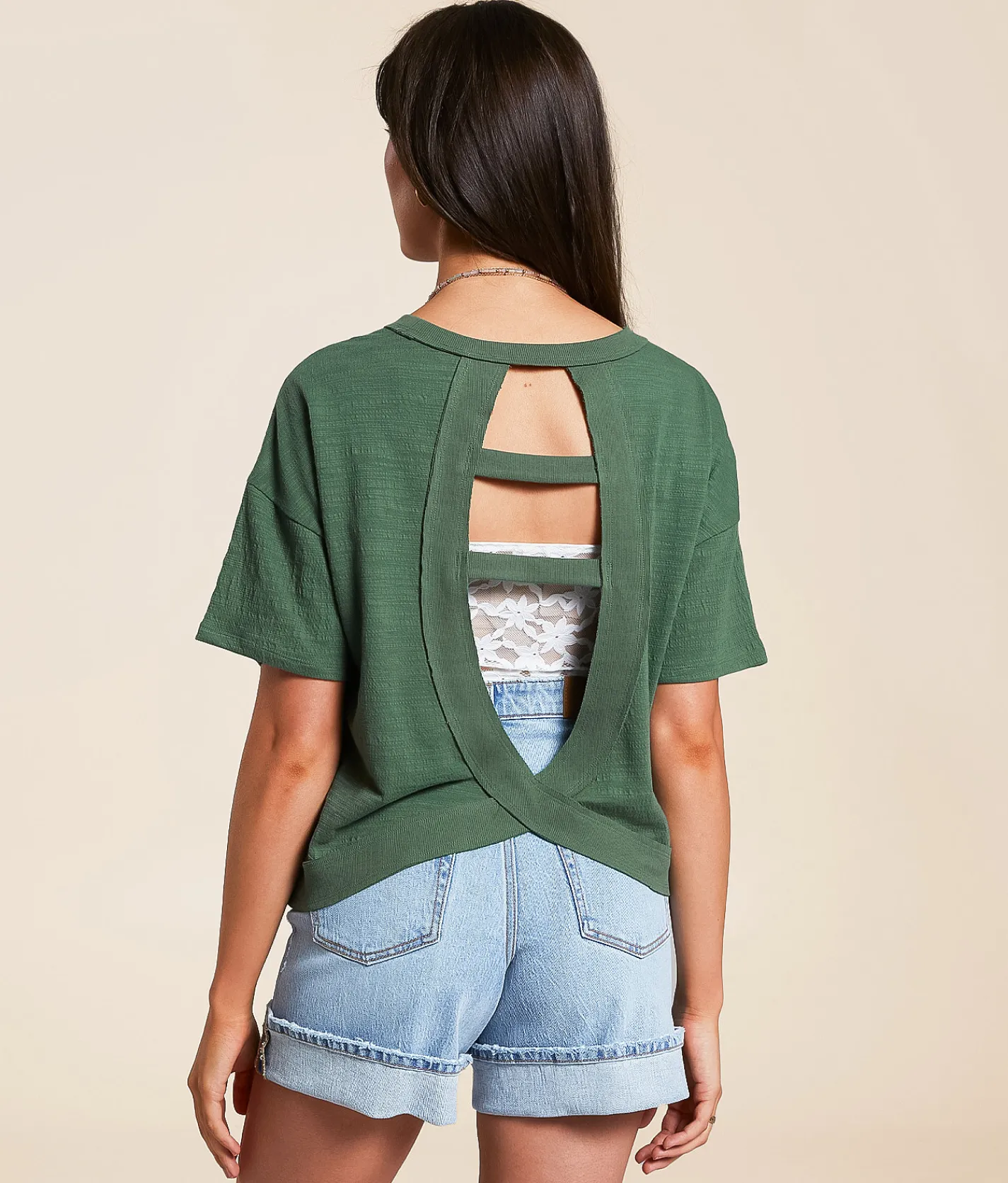 White Crow Lydia Open Back Top Hunter Green Online