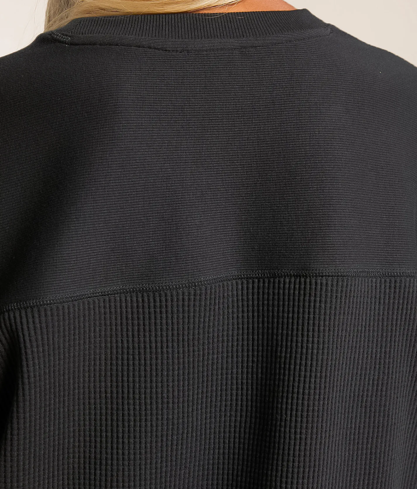 White Crow Lyla Waffle Knit Thermal Top Washed Black Discount