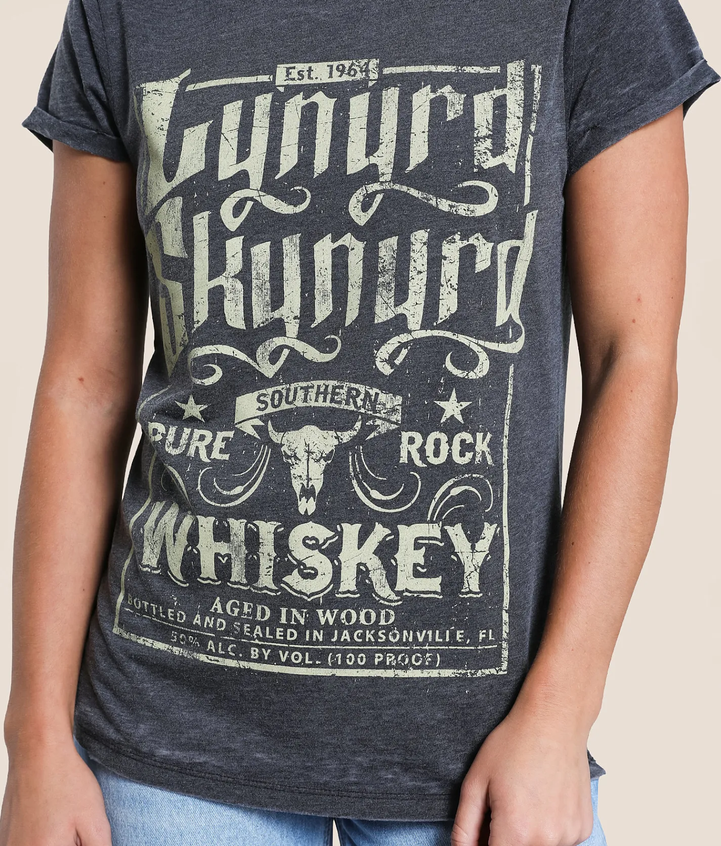Odd People Lynyrd Skynyrd Band T-Shirt Washed Black Hot