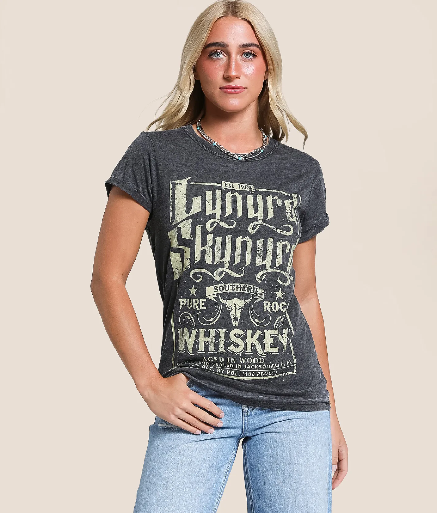 Odd People Lynyrd Skynyrd Band T-Shirt Washed Black Hot