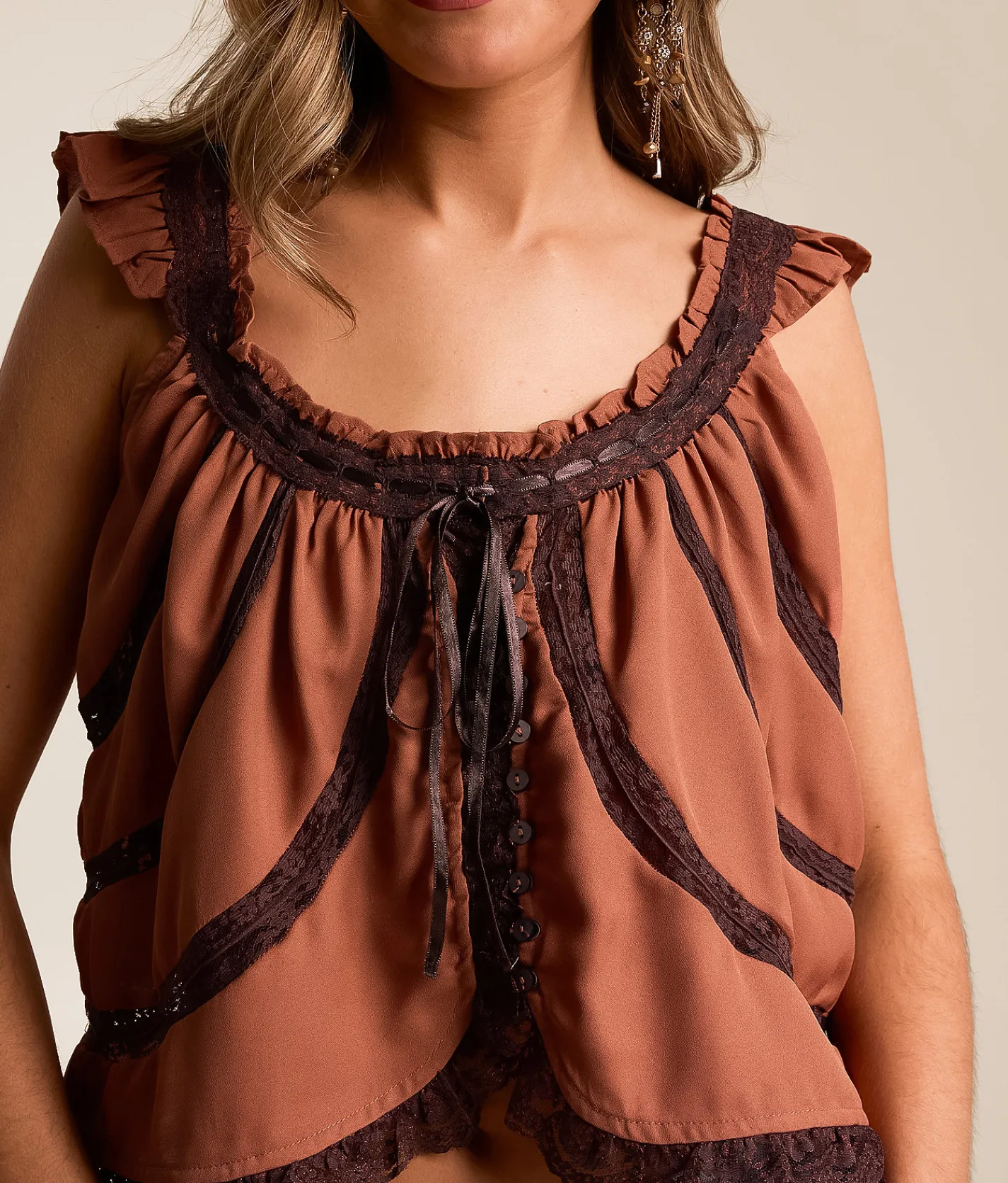 Tops | Free People Mabel Ruffle Tank Top Peony Canyon