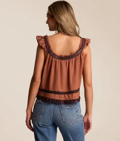 Tops | Free People Mabel Ruffle Tank Top Peony Canyon