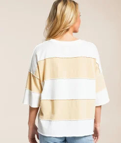 Tops | Free People Maddie Oversized T-Shirt Ivory Combo