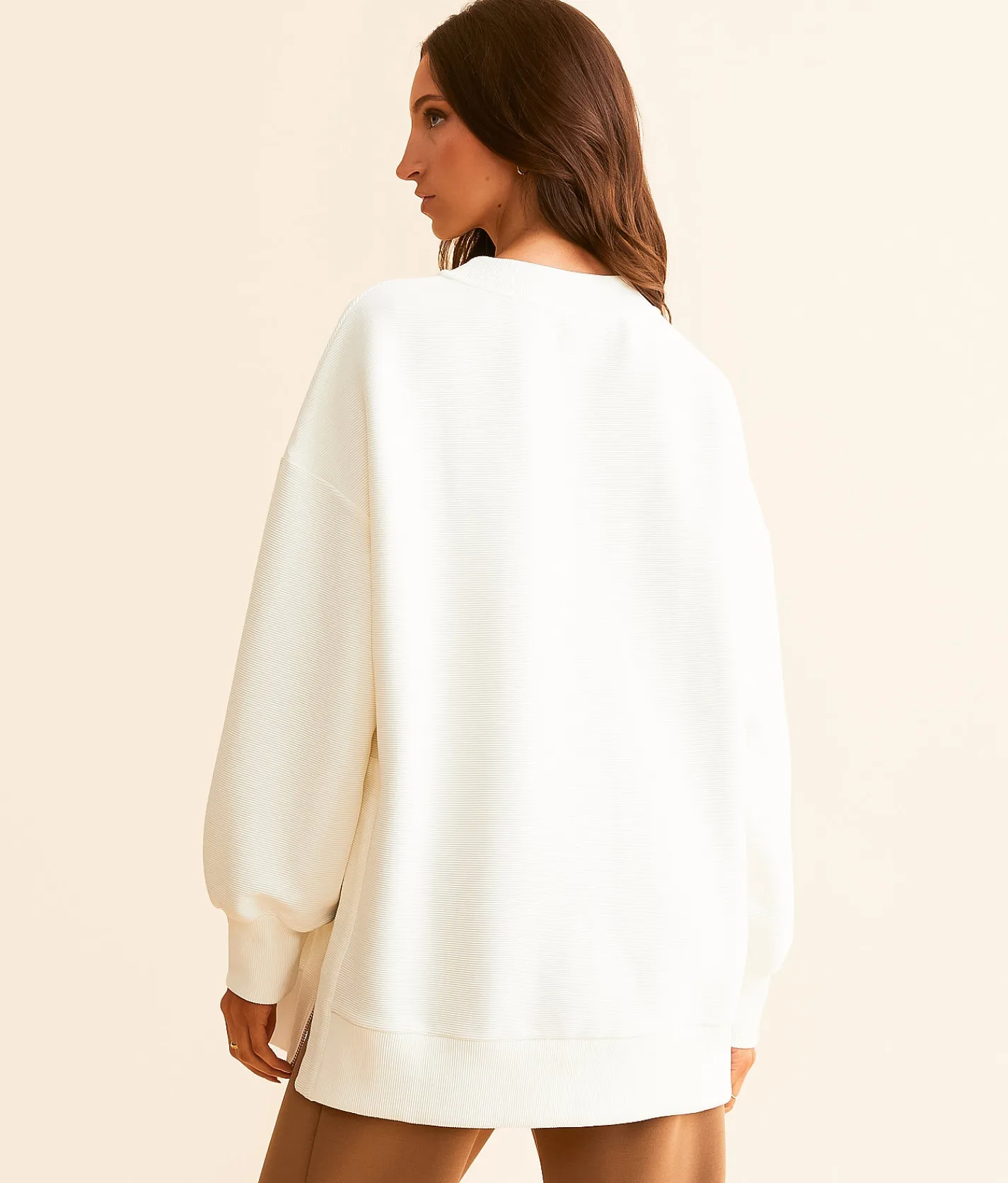 Varley Mae Boyfriend Oversized Sweat Pullover Egret Discount
