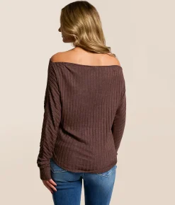 White Crow Mae Off The Shoulder Top Chocolate Cherry Discount