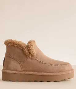 Bearpaw Maeve Platform Leather Ankle Boot Iced Coffee Online