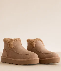 Bearpaw Maeve Platform Leather Ankle Boot Iced Coffee Online