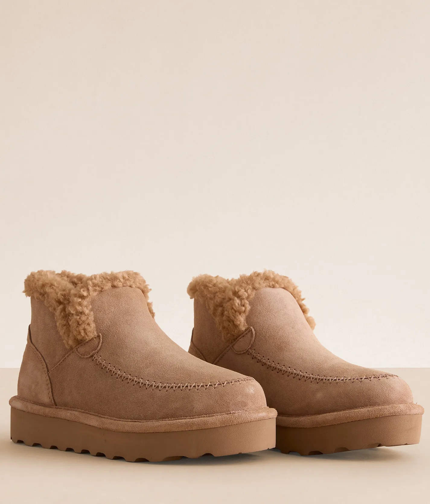 Bearpaw Maeve Platform Leather Ankle Boot Iced Coffee Online
