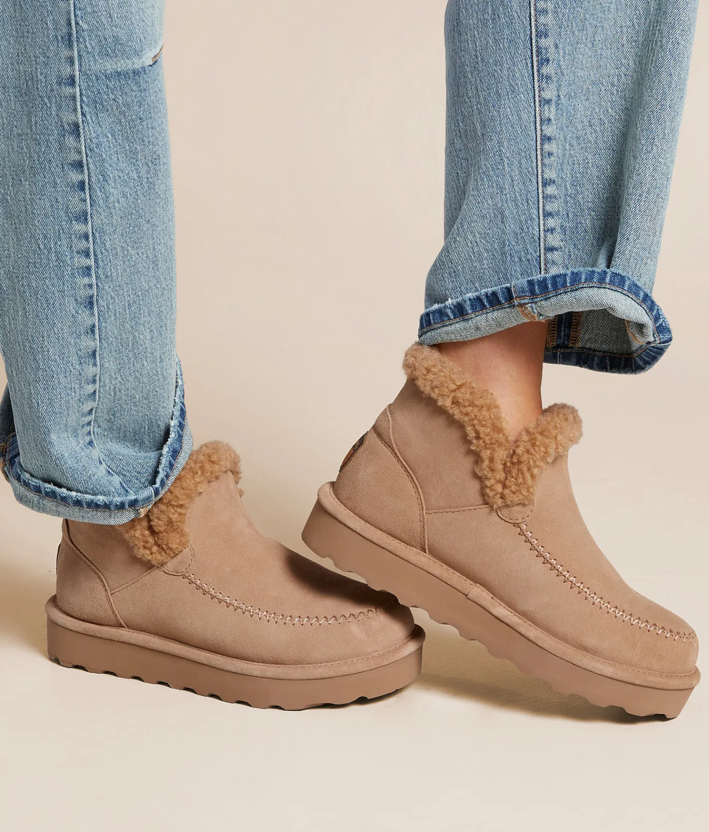 Bearpaw Maeve Platform Leather Ankle Boot Iced Coffee Online