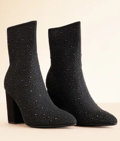 Shoes | Mia Magdalena Rhinestone Ankle Boot Black