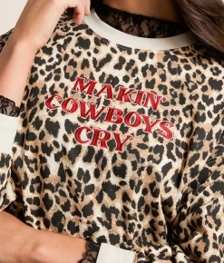 Goodie Two Sleeves Makin' Cowboys Cry Pullover Cheetah Best