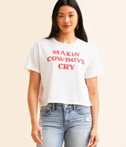 Tops | Goodie Two Sleeves Makin' Cowboys Cry Cropped T-Shirt Natural