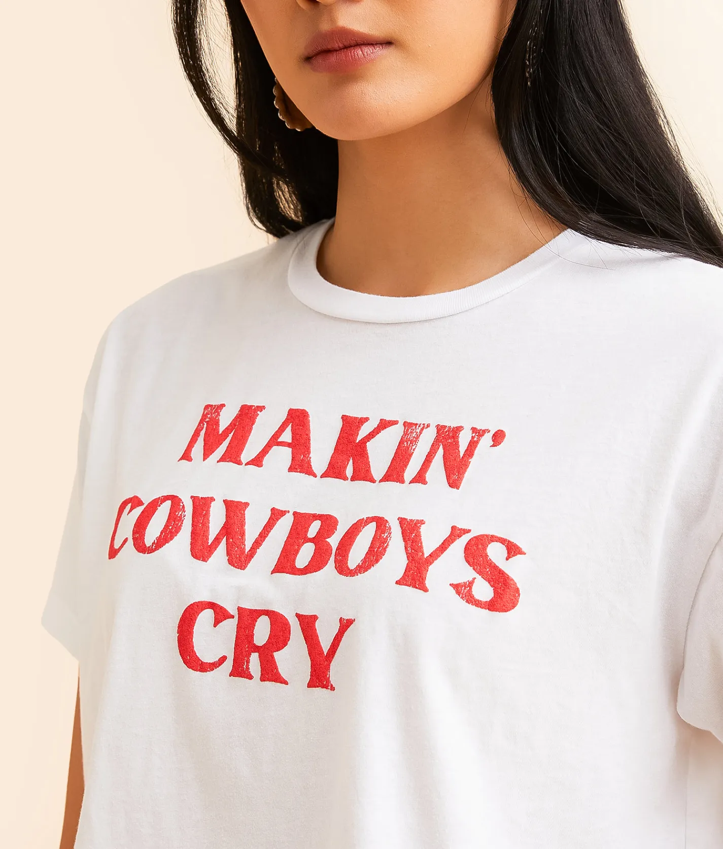 Tops | Goodie Two Sleeves Makin' Cowboys Cry Cropped T-Shirt Natural