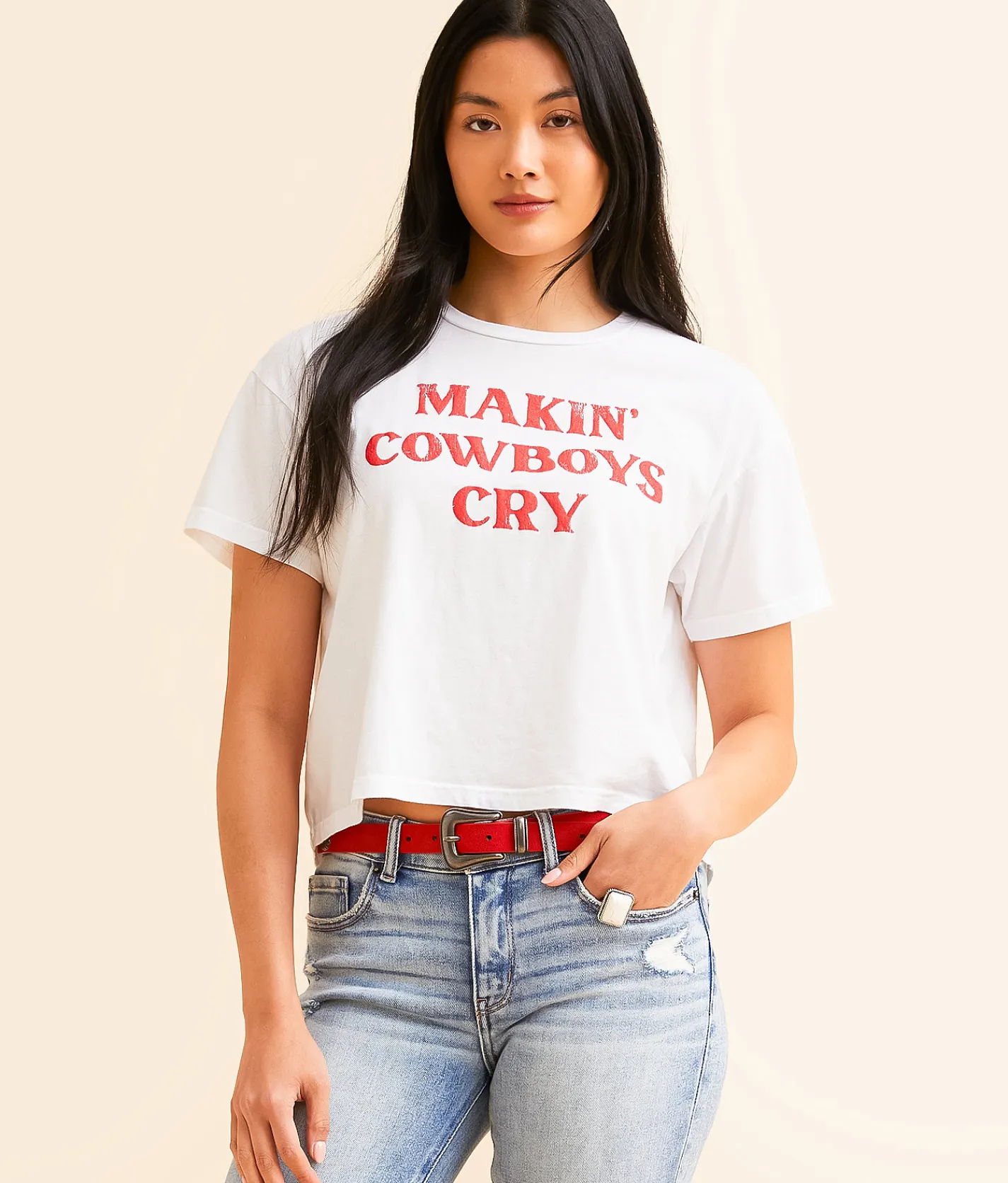 Tops | Goodie Two Sleeves Makin' Cowboys Cry Cropped T-Shirt Natural