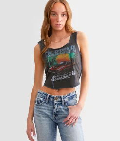 Tops | Modish Rebel Malibu Beach Cropped Tank Top Washed Black