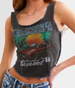 Tops | Modish Rebel Malibu Beach Cropped Tank Top Washed Black