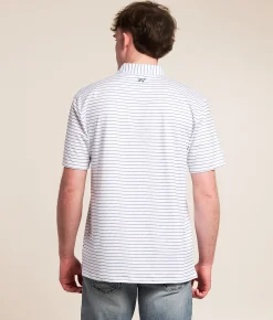 Fieldstone Mariner Striped Performance Polo Dusty Teal Outlet