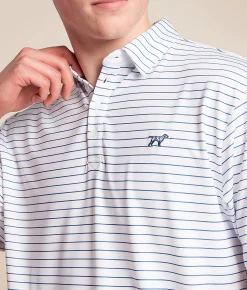 Fieldstone Mariner Striped Performance Polo Dusty Teal Outlet
