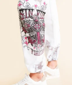 Sinful Maritza Jogger Sweatpant White Grey Crystal Wash Discount