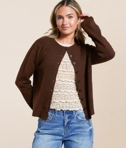 The Workshop Marled Cardigan Sweater Brown