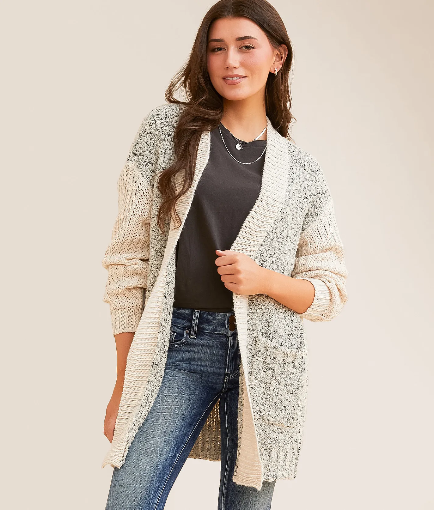 BKE Marled Cardigan Sweater Oatmeal Best