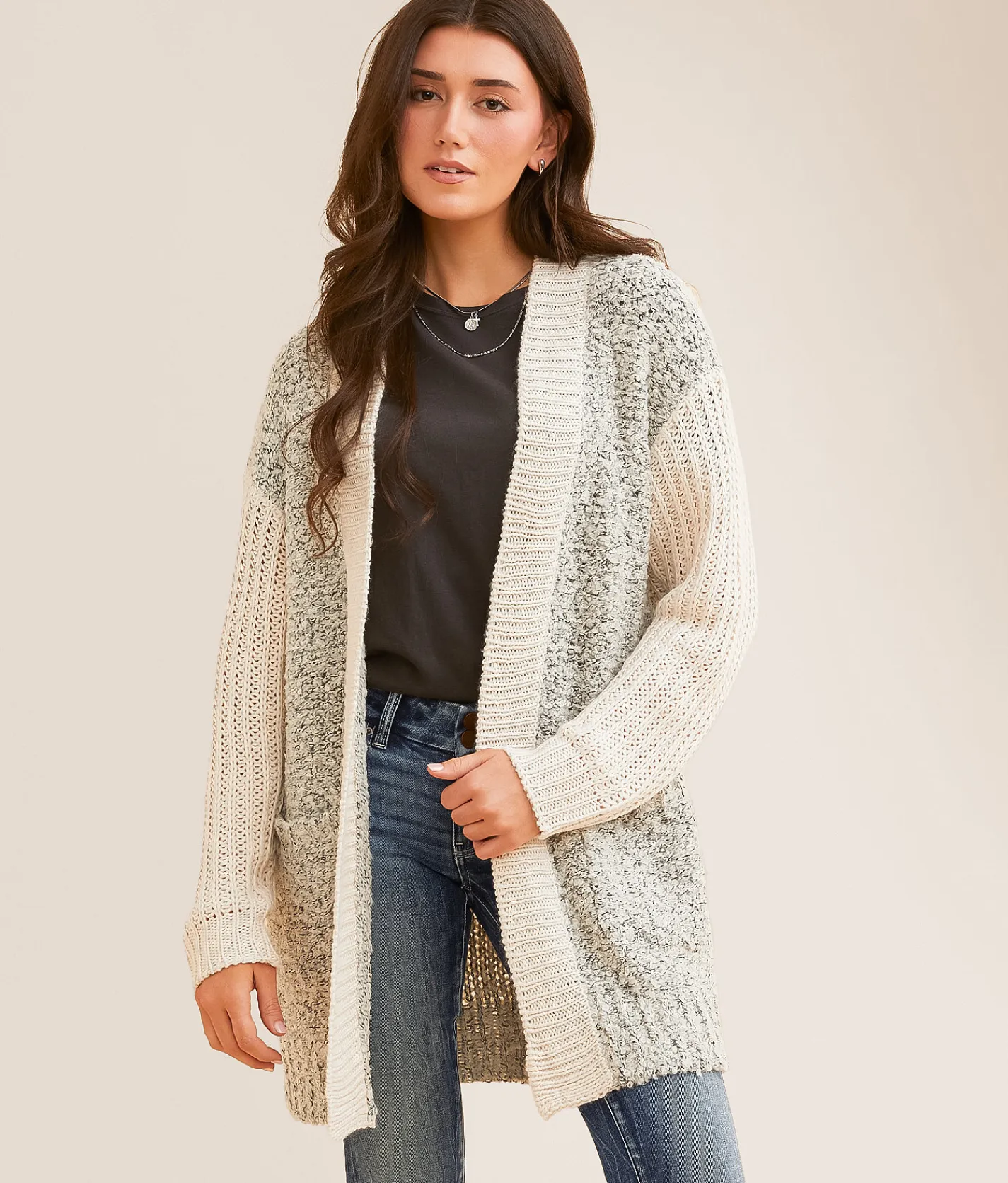 BKE Marled Cardigan Sweater Oatmeal Best