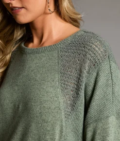 Tops | BKE Marled Crochet Top Green