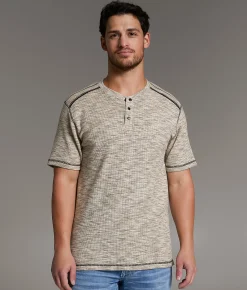 Tops | BKE Marled Henley Rubber Black