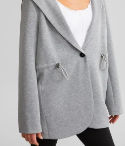 A. Peach Marled Knit Hooded Jacket Grey Hot
