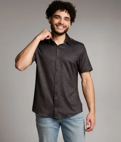 Tops | Maven Co-op Marled Performance Knit Shirt Black Grey