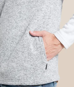 Departwest Marled Quarter Zip Pullover White Grey Hot