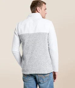 Departwest Marled Quarter Zip Pullover White Grey Hot
