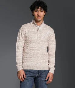 Tops | Outpost Makers Marled Quarter Zip Sweater Taupe Cream