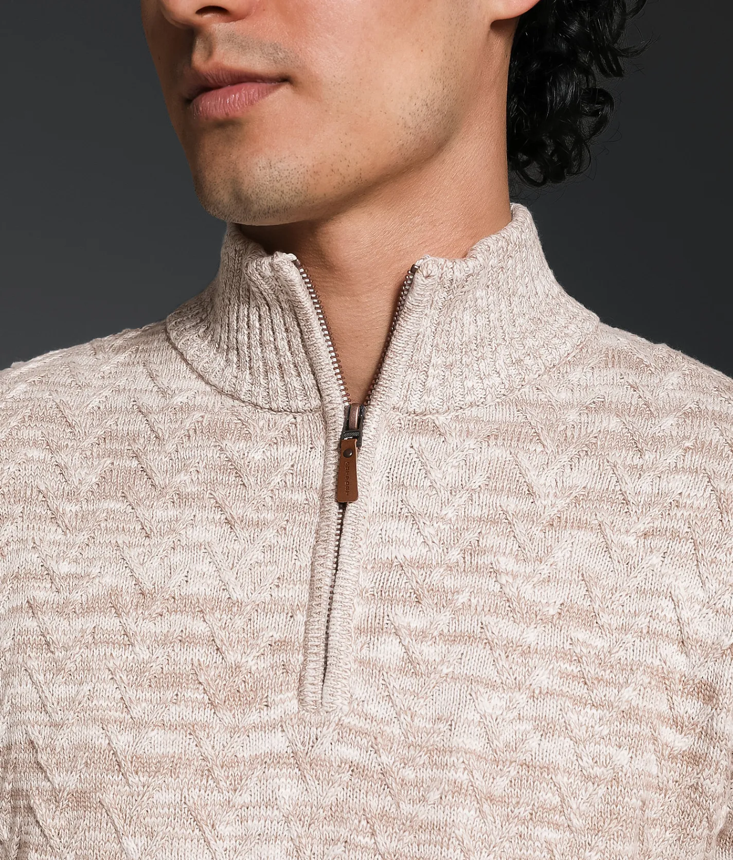 Tops | Outpost Makers Marled Quarter Zip Sweater Taupe Cream