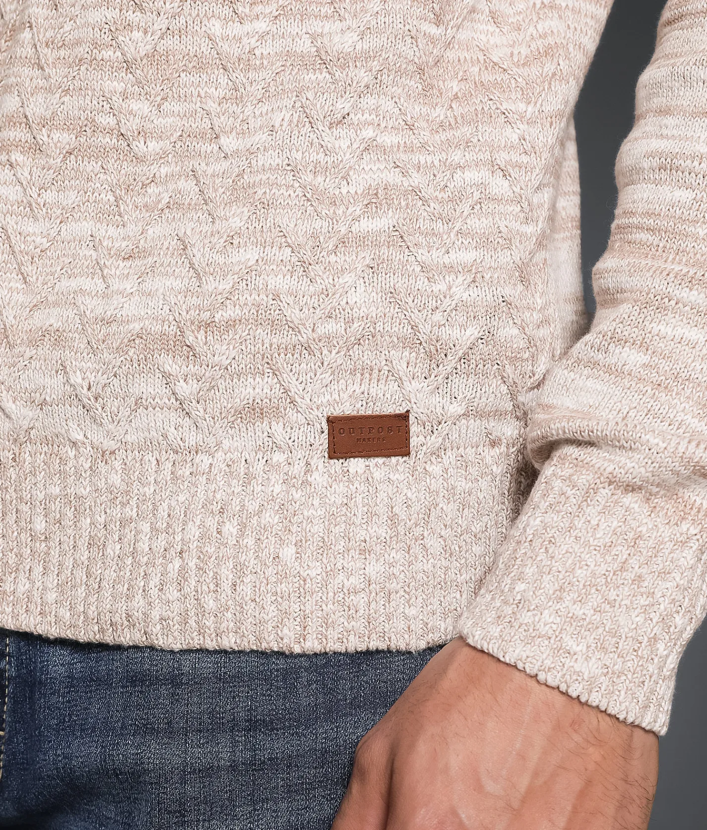 Tops | Outpost Makers Marled Quarter Zip Sweater Taupe Cream