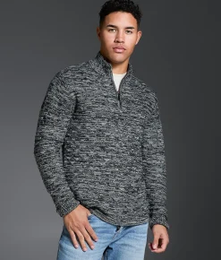 Outpost Makers Marled Quarter Zip Sweater Silver Lining Black Outlet