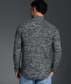 Outpost Makers Marled Quarter Zip Sweater Silver Lining Black Outlet