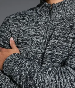 Outpost Makers Marled Quarter Zip Sweater Silver Lining Black Outlet