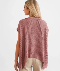 Tops | BKE Marled Sharktooth Hem Top Charcoal