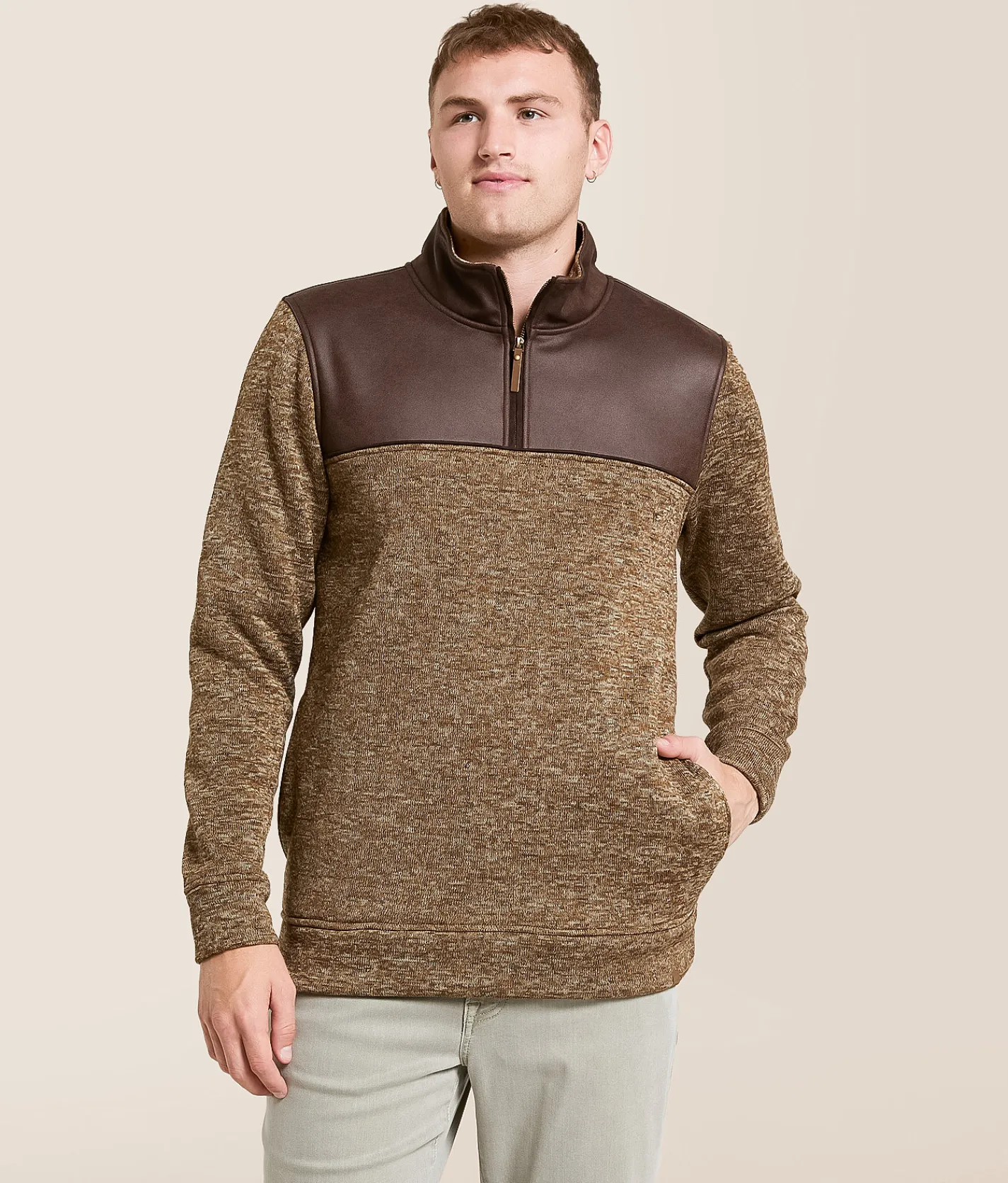 Tops | Gentry County Marled Sweater Knit Pullover Brown