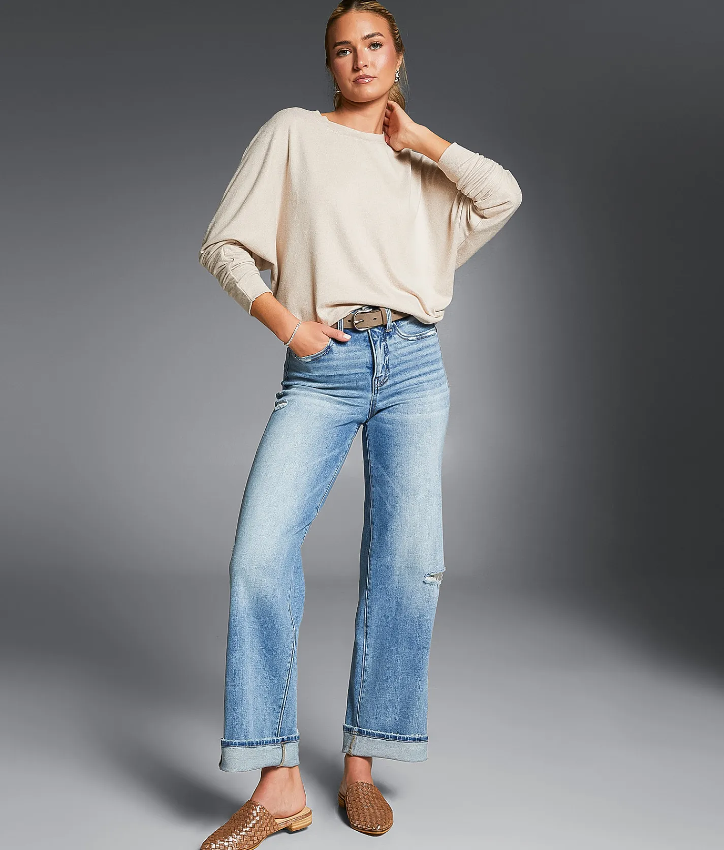 Buckle Black Marled Top Vetiver